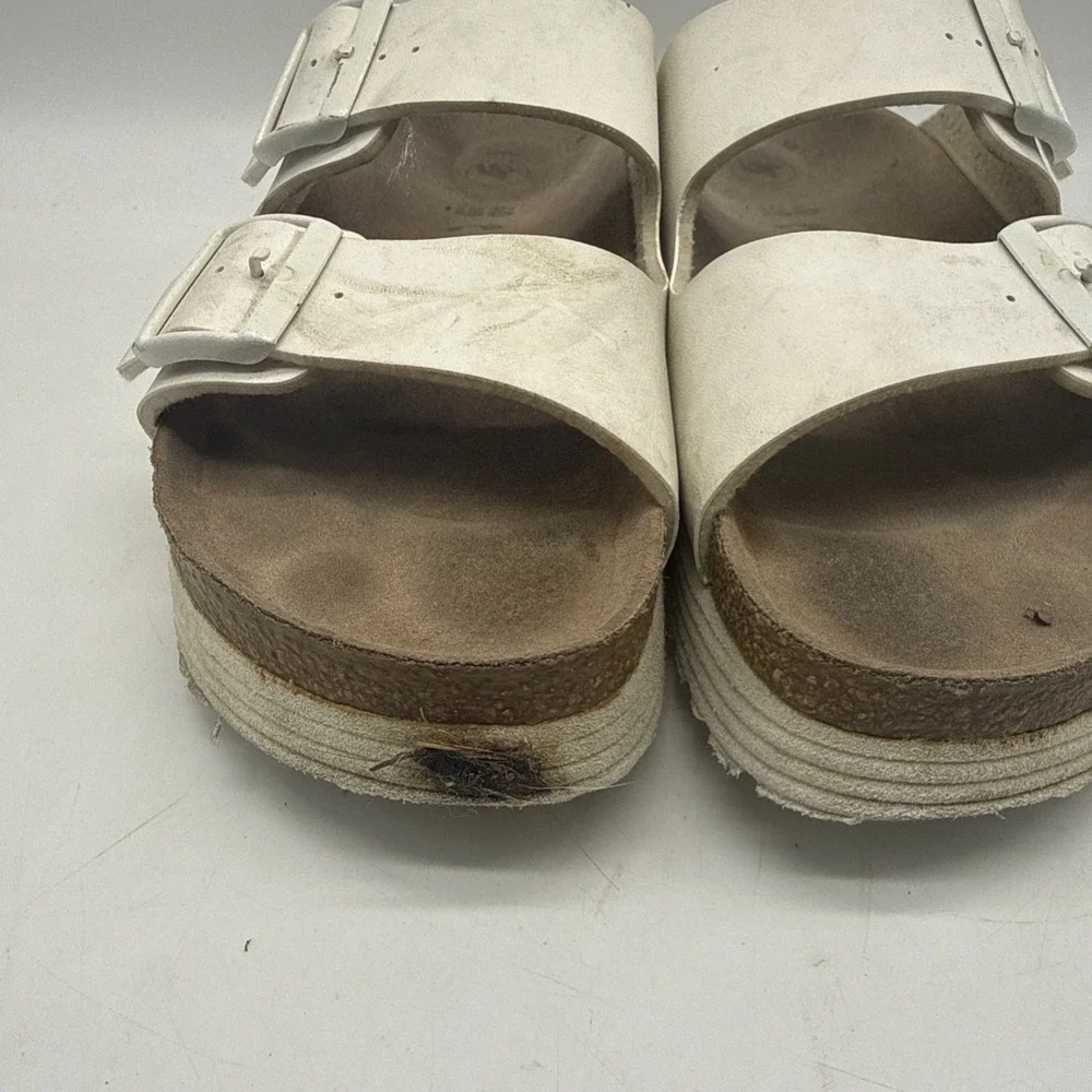 Papillio by Birkenstock Platform Sandals Women EU 40 White Leather Double Buckle